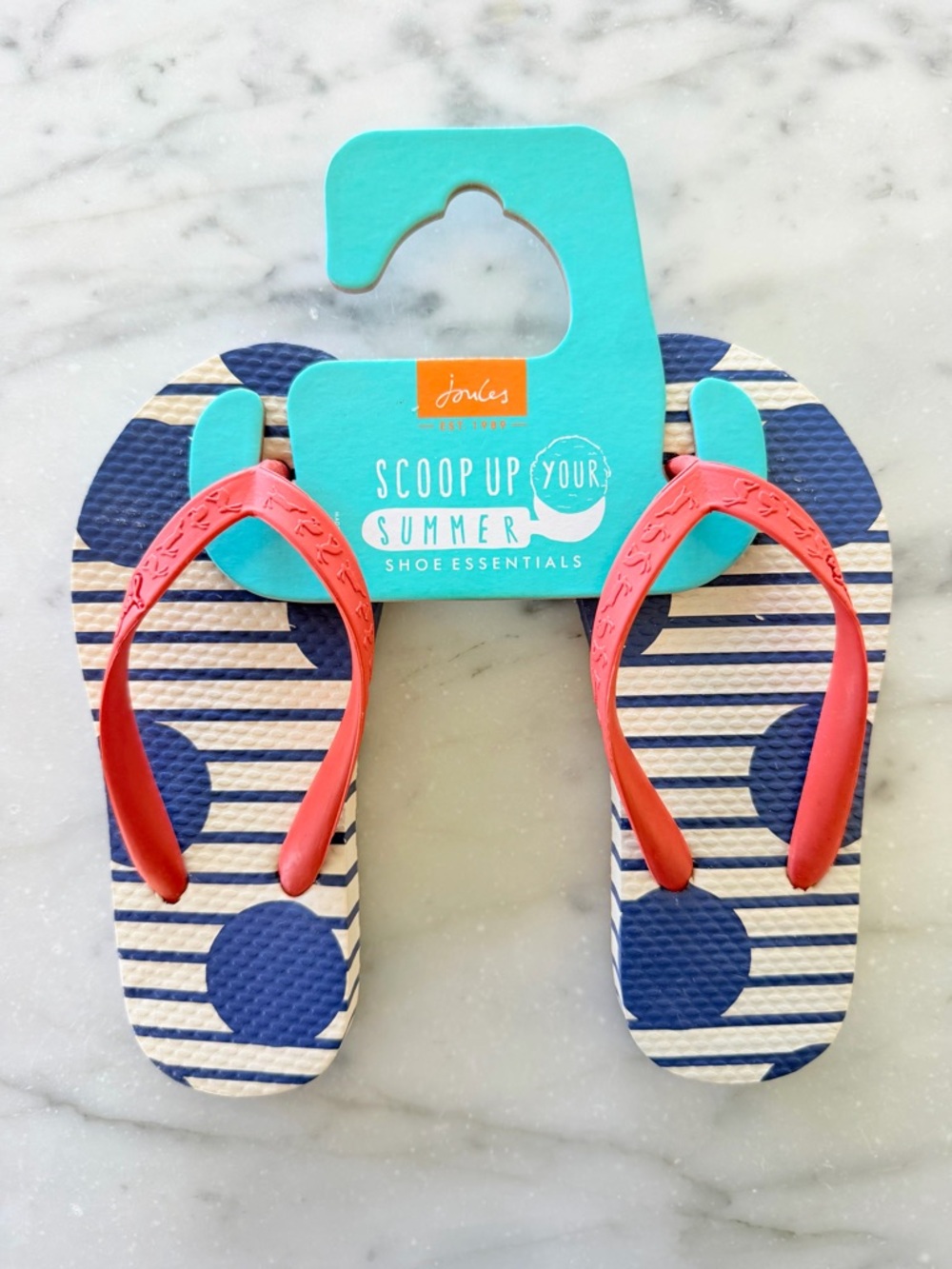 NEW! Joules Navy and Red Polka Dot Kids Flip Flops